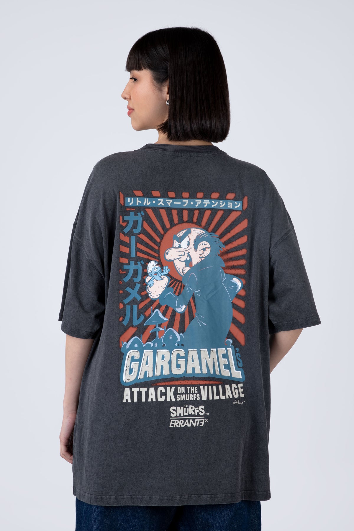 Polera Manga Corta Pitufos Scape Gris