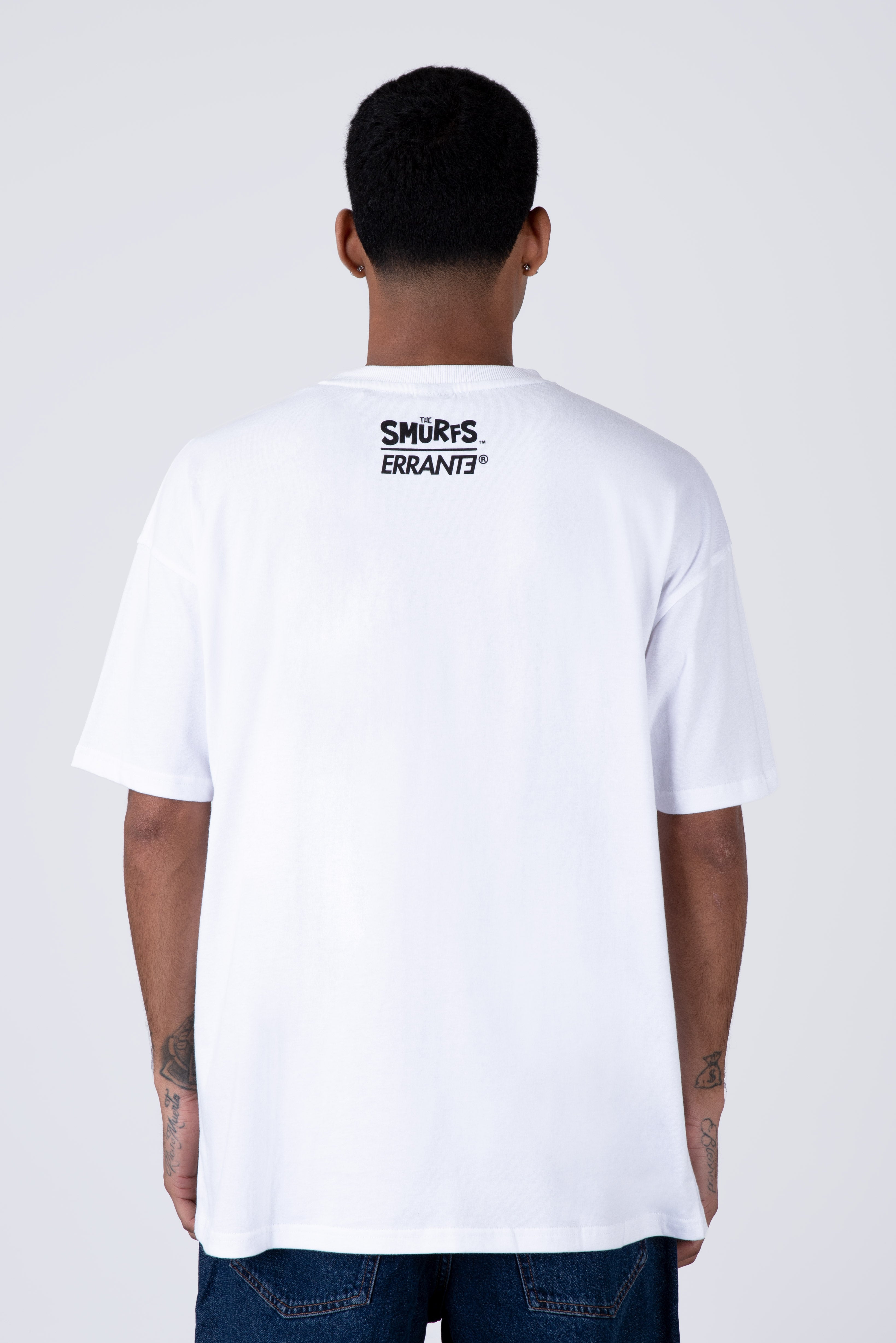 Polera Manga Corta Pitufos Thecrew Blanco