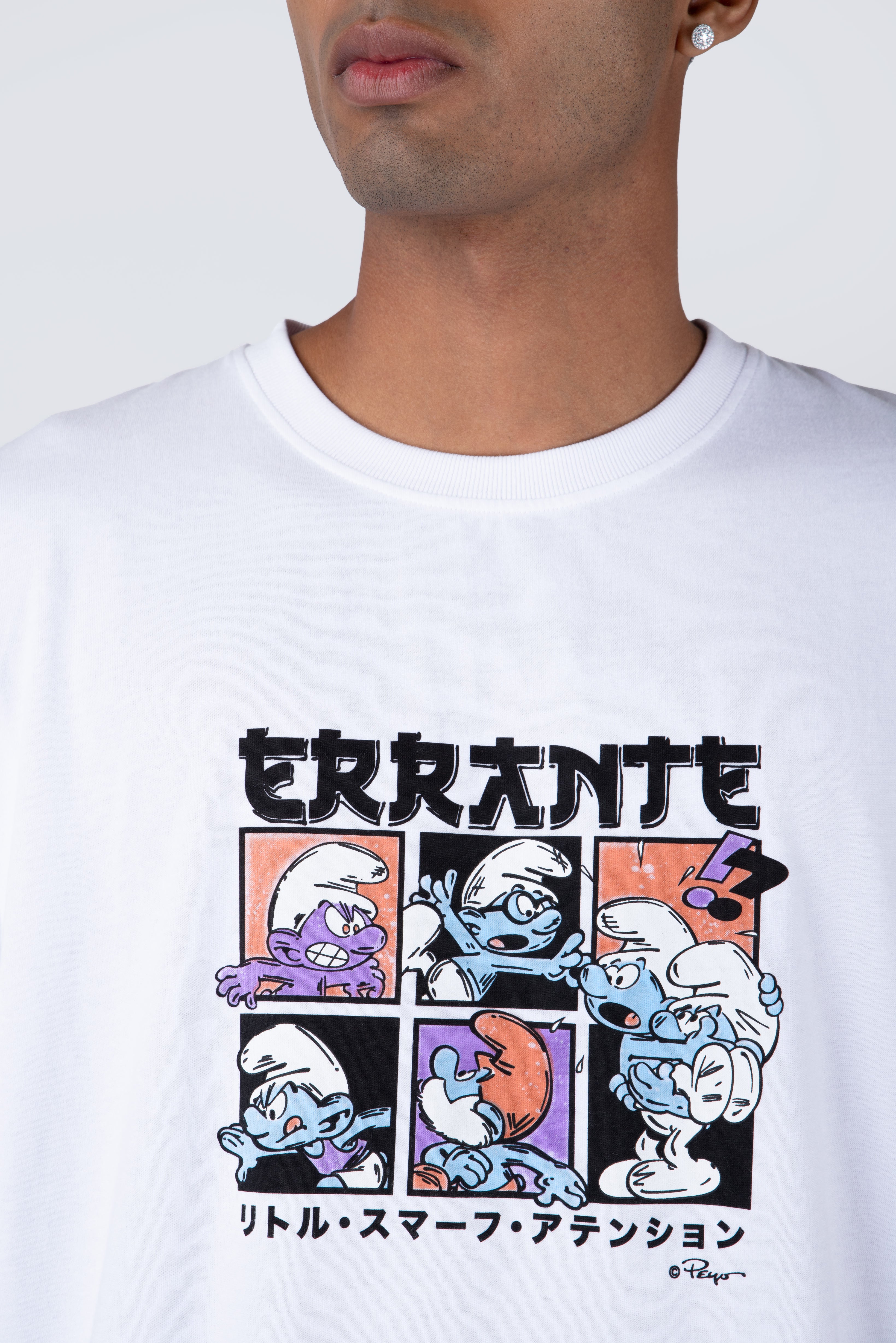 Polera Manga Corta Pitufos Thecrew Blanco