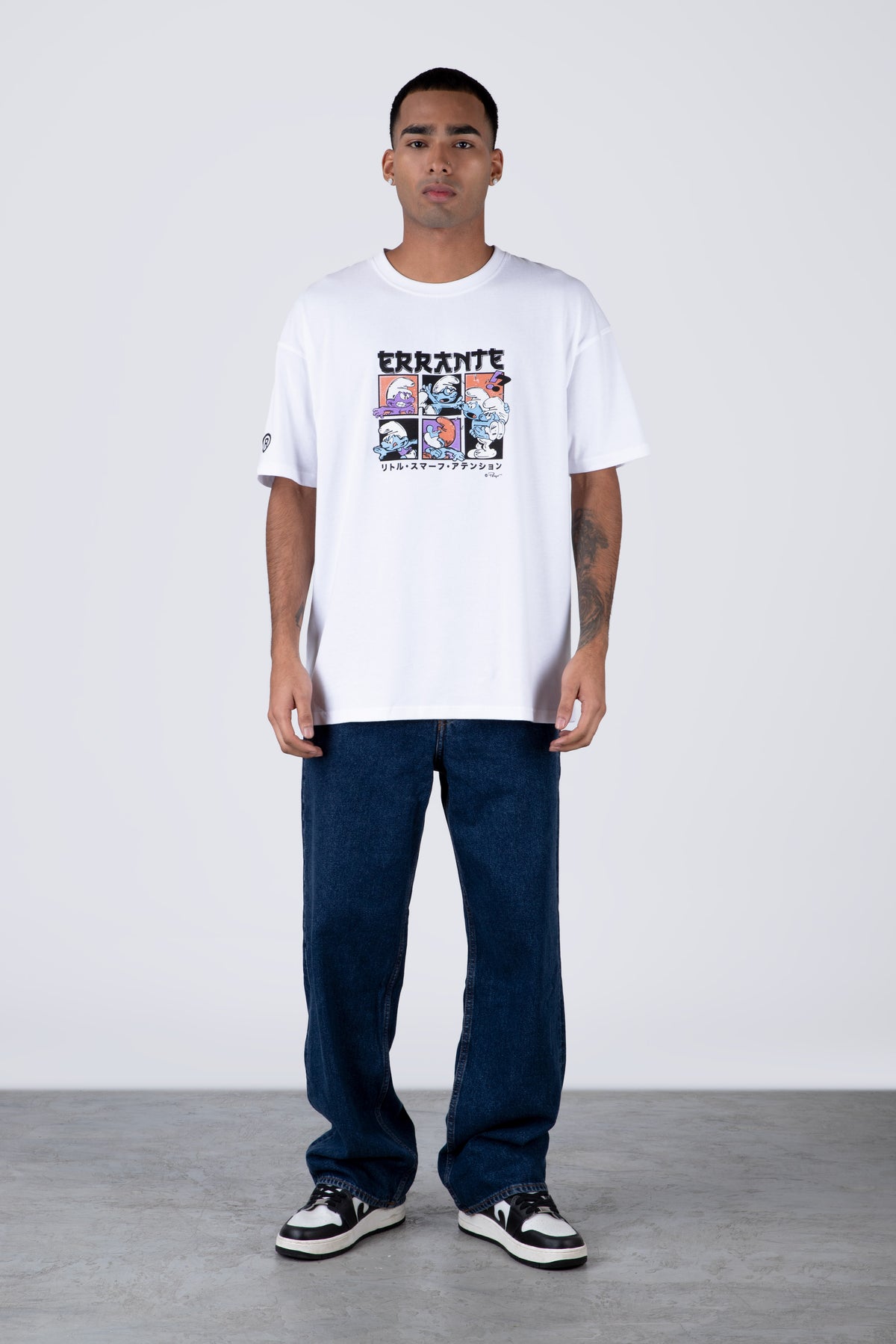 Polera Manga Corta Pitufos Thecrew Blanco