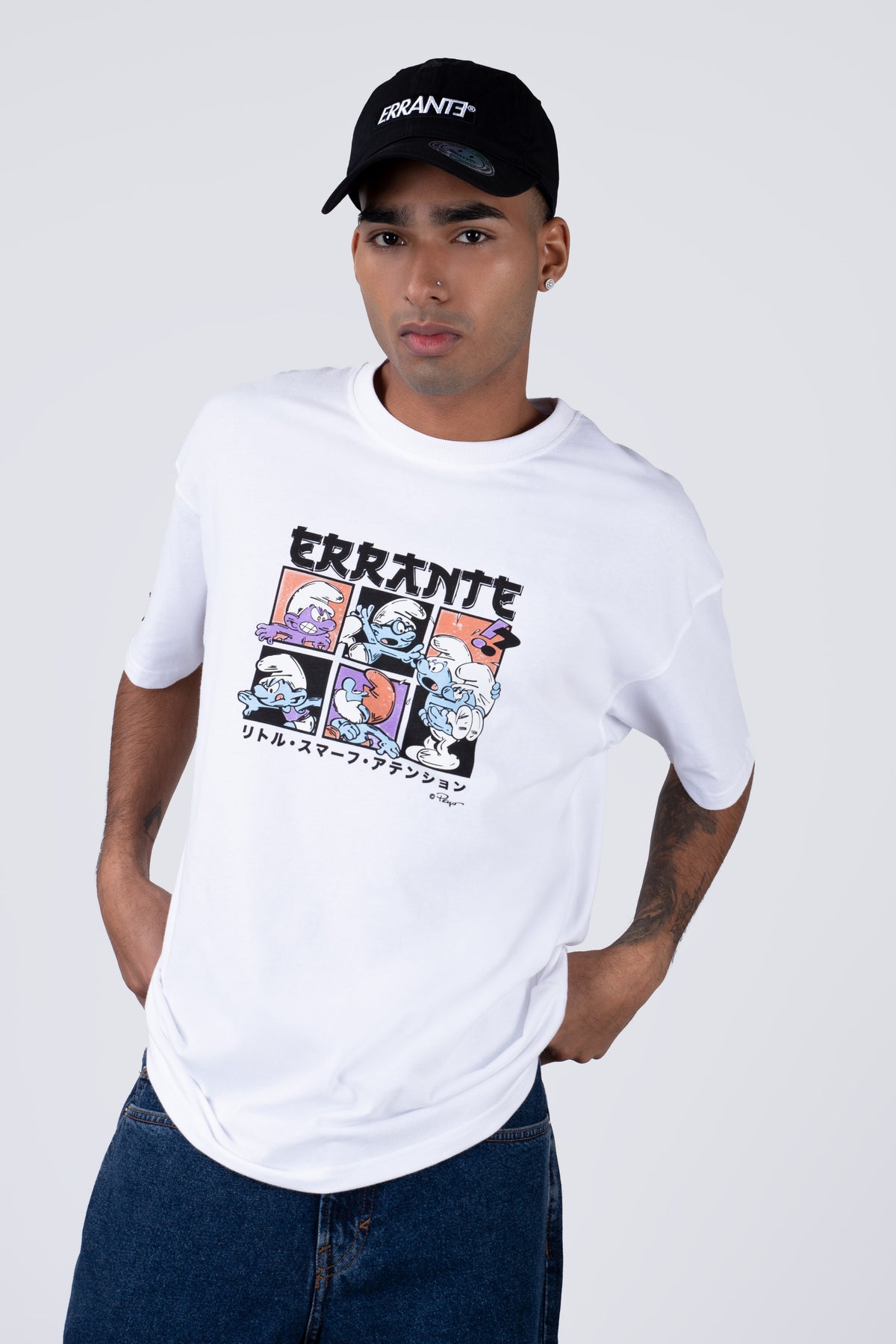 Polera Manga Corta Pitufos Thecrew Blanco
