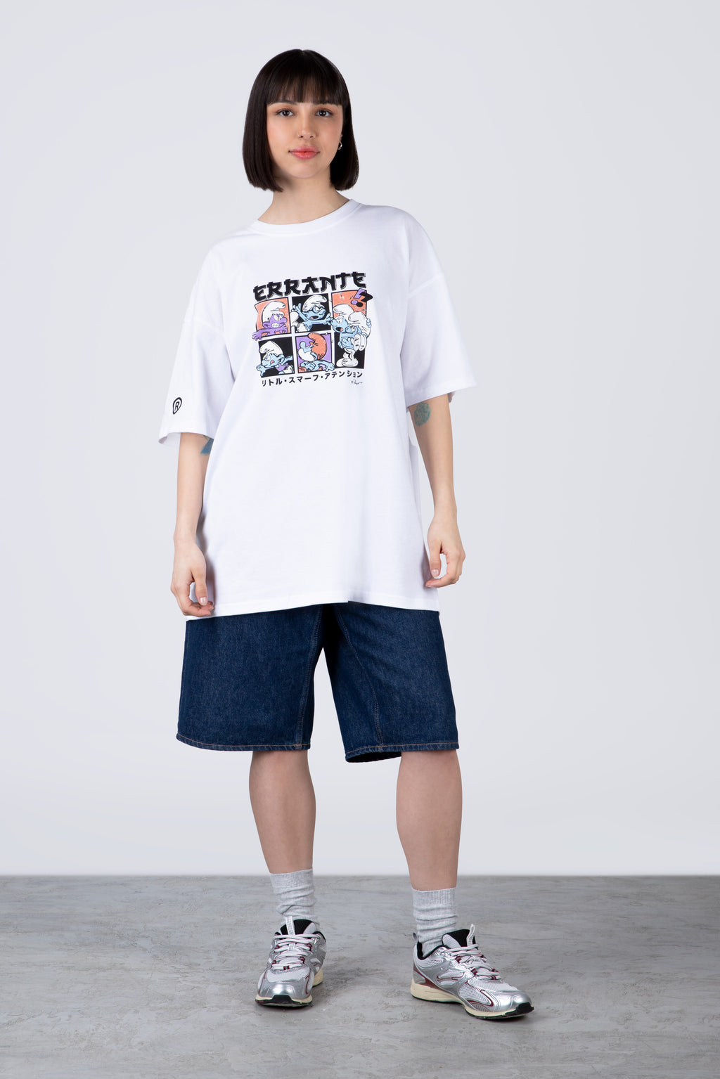 Polera Manga Corta Pitufos Thecrew Blanco