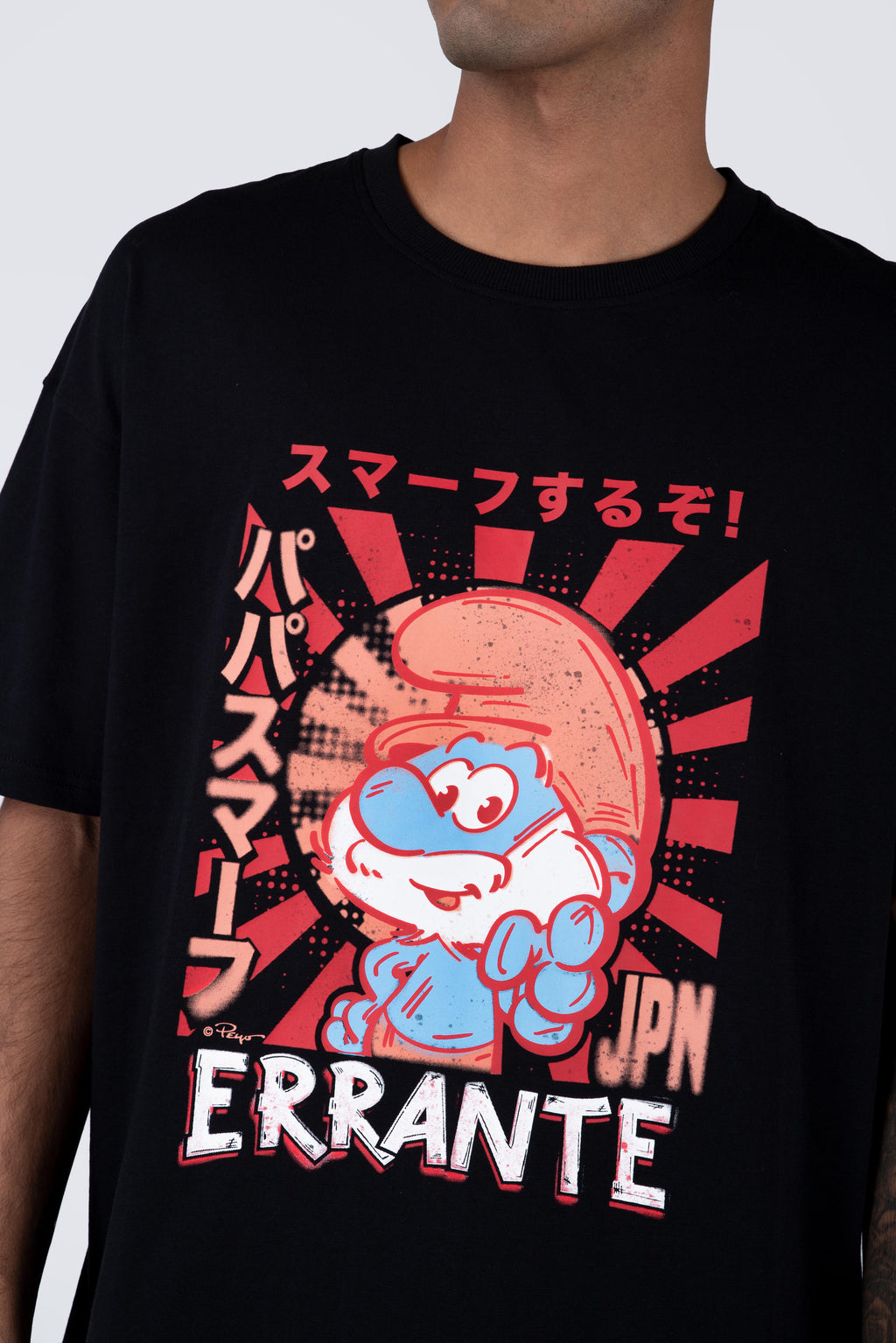 Polera Manga Corta Pitufos Bluemaster Negro