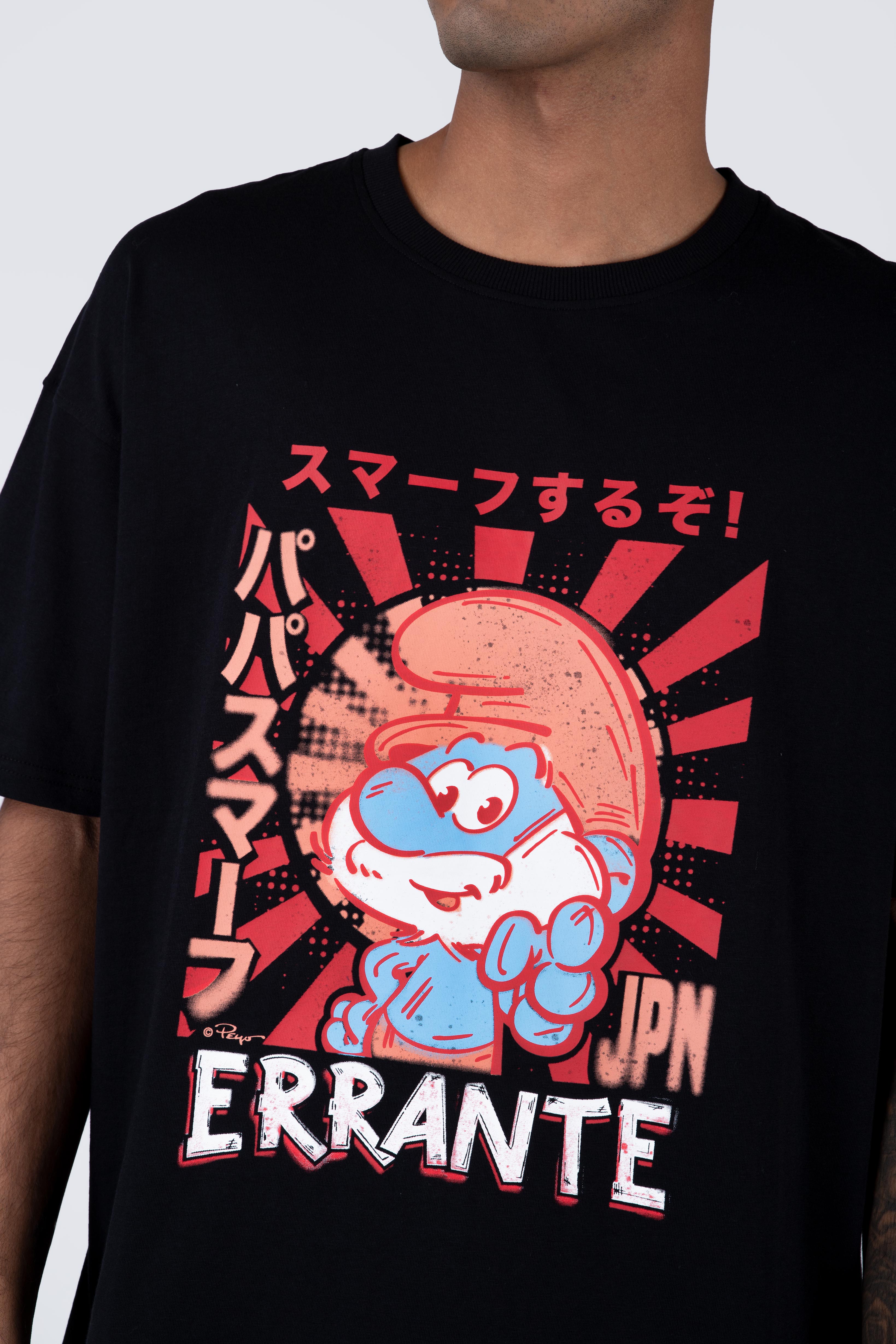 Polera Manga Corta Pitufos Bluemaster Negro