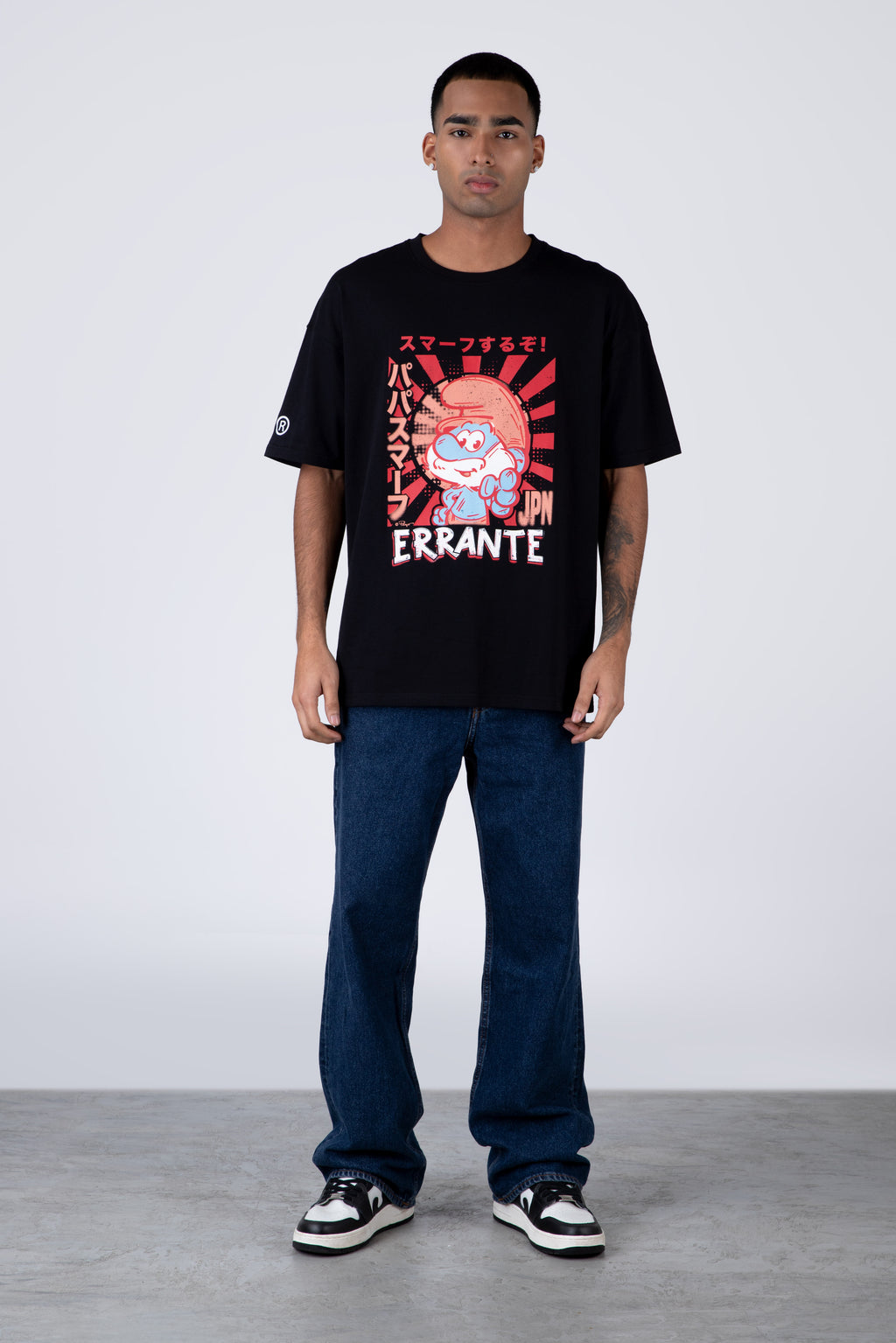 Polera Manga Corta Pitufos Bluemaster Negro