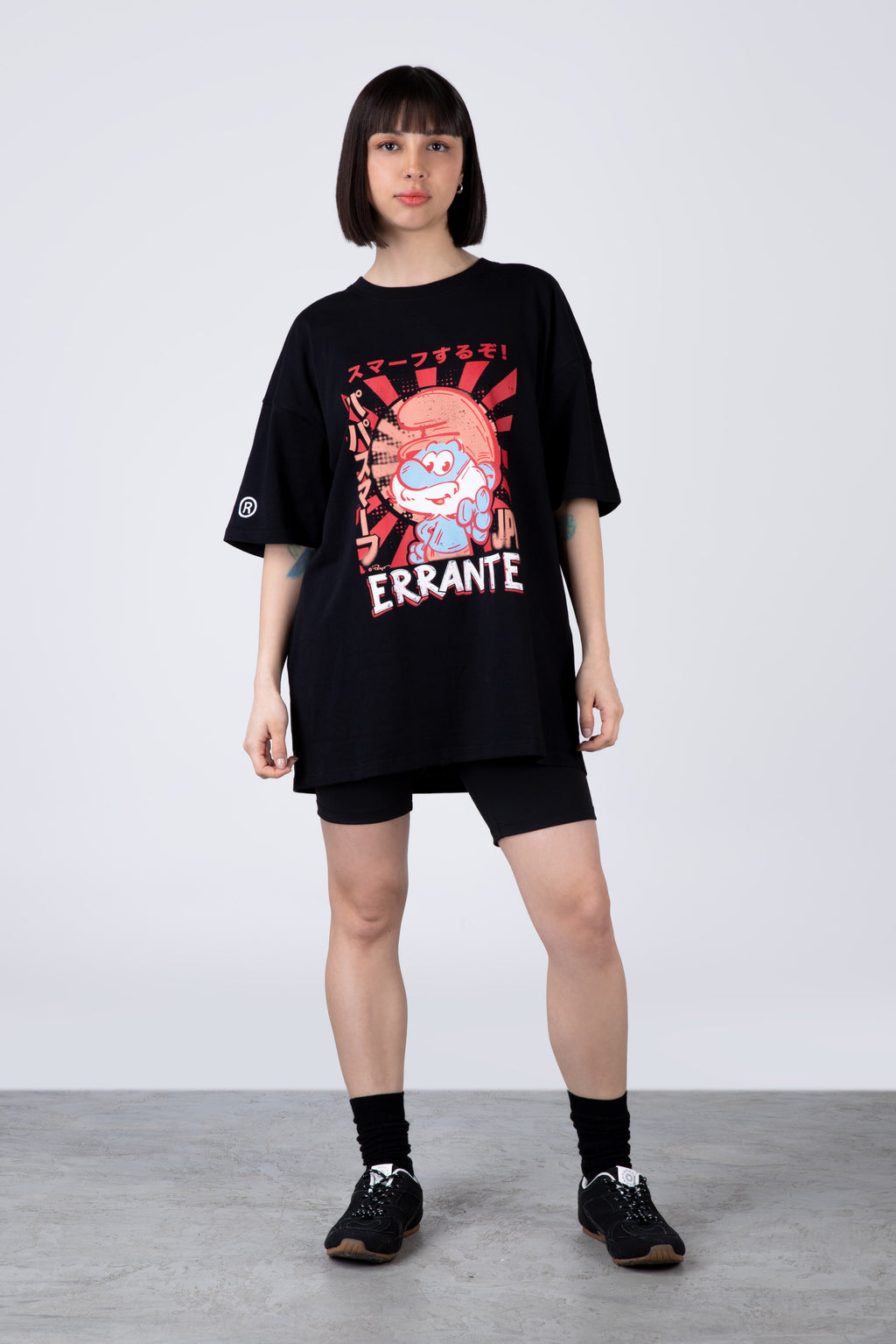 Polera Manga Corta Pitufos Bluemaster Negro