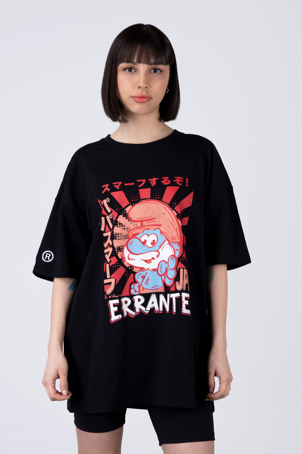 Polera Manga Corta Pitufos Bluemaster Negro