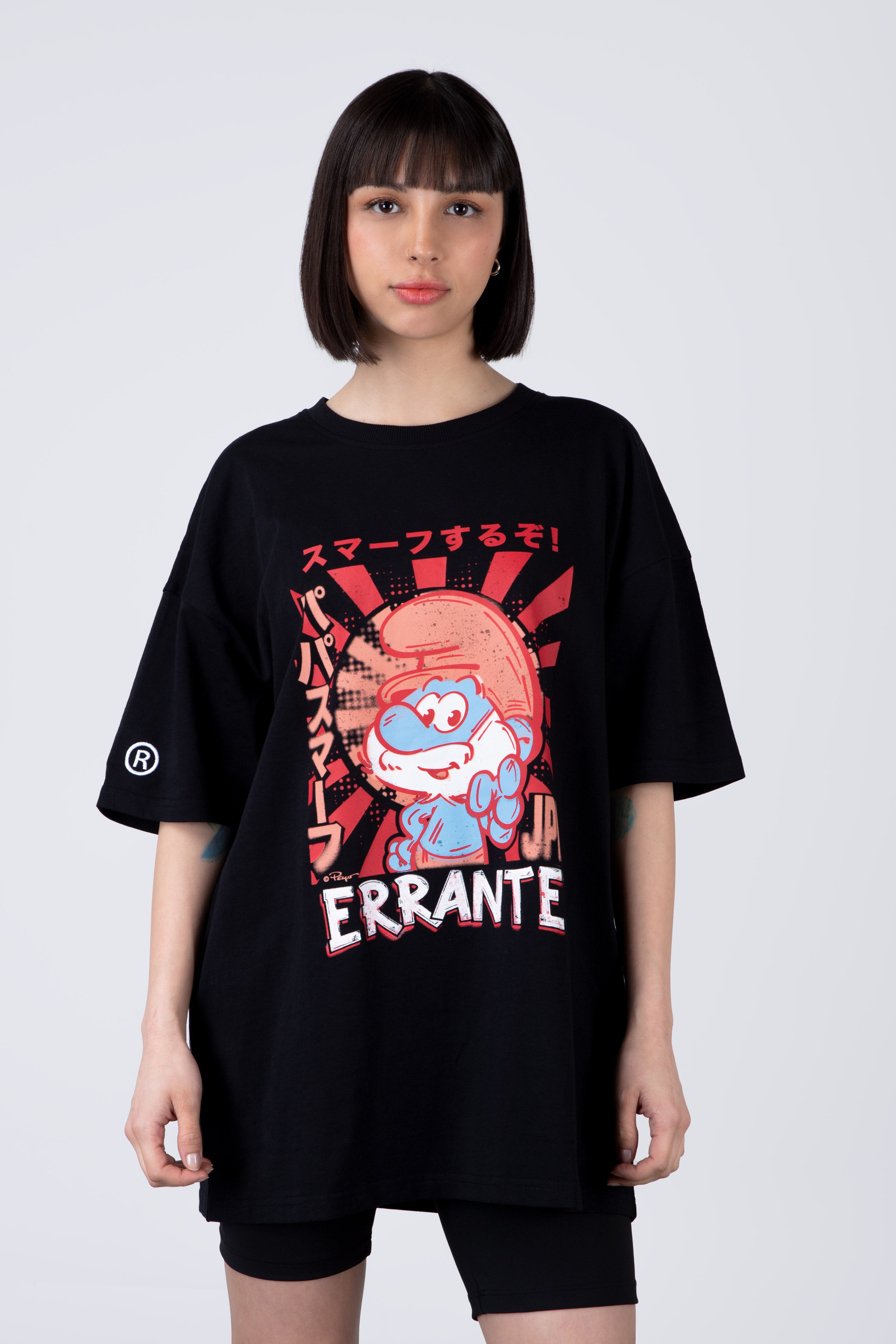 Polera Manga Corta Pitufos Bluemaster Negro