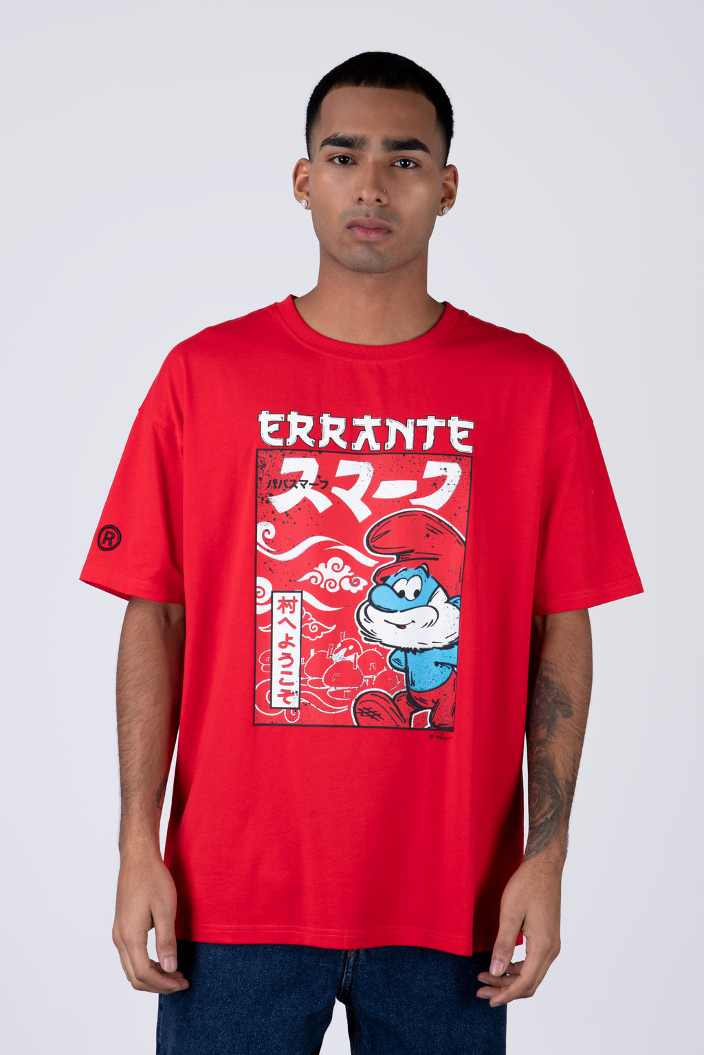 Polera Manga Corta Pitufos Sensei Rojo