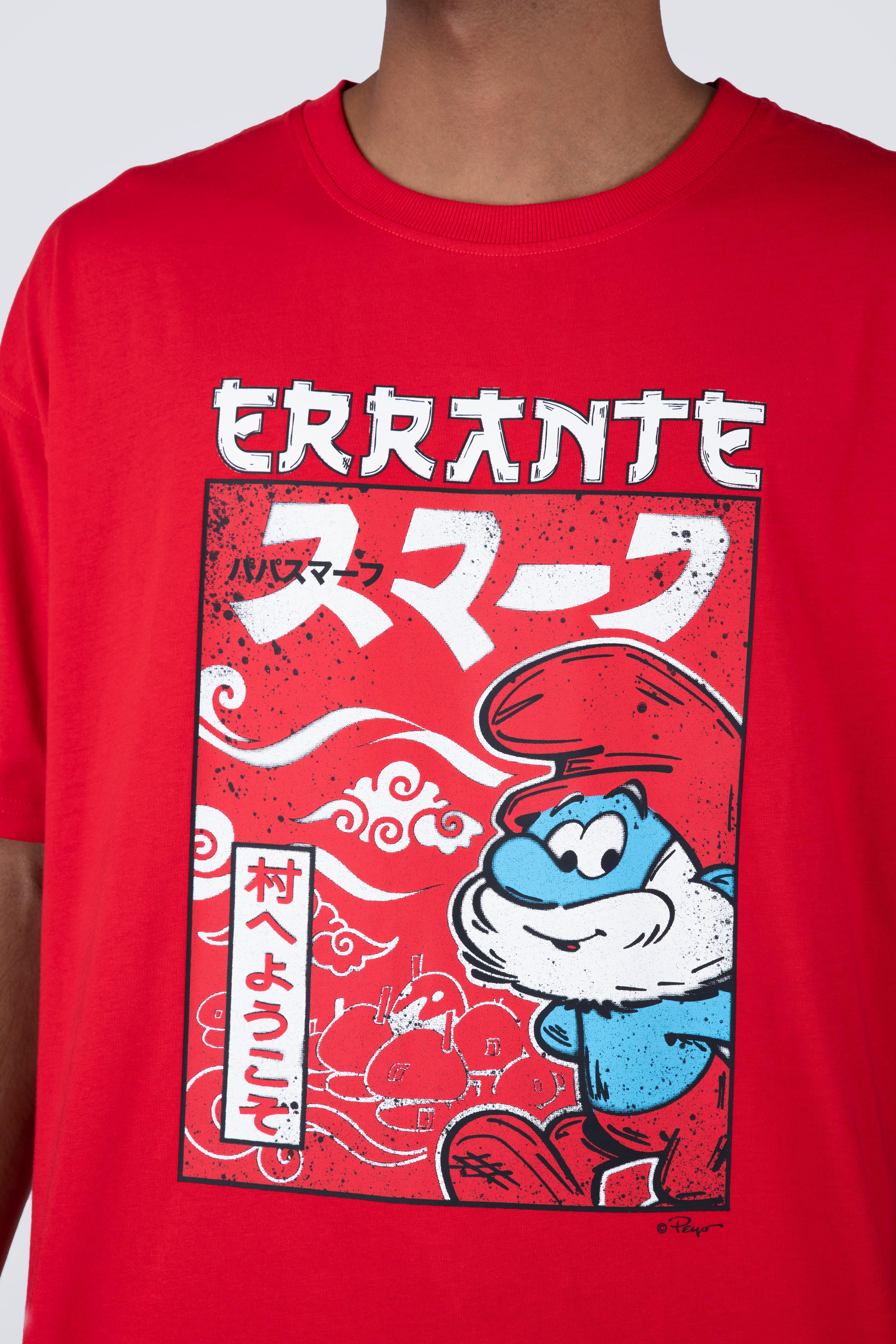 Polera Manga Corta Pitufos Sensei Rojo
