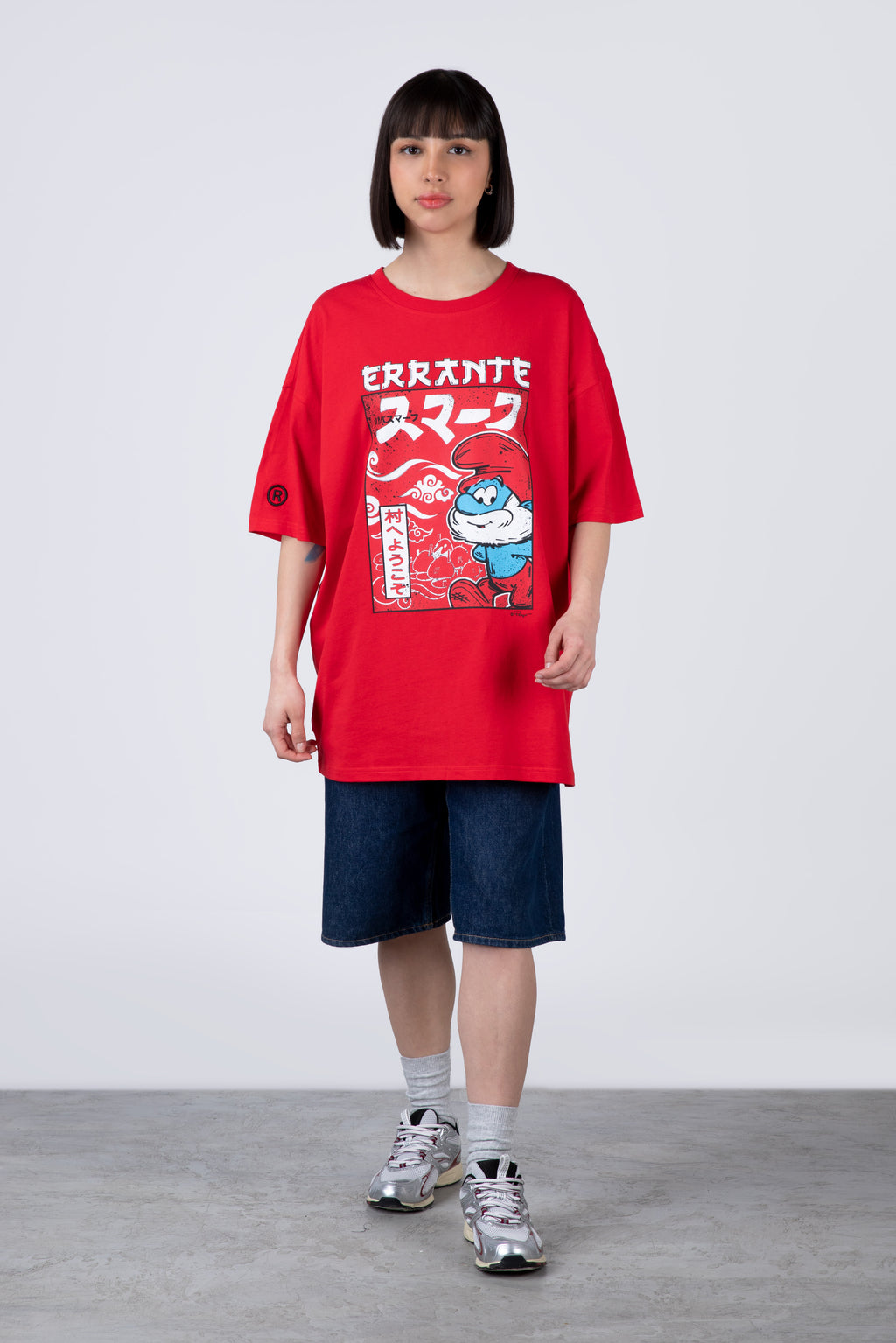 Polera Manga Corta Pitufos Sensei Rojo
