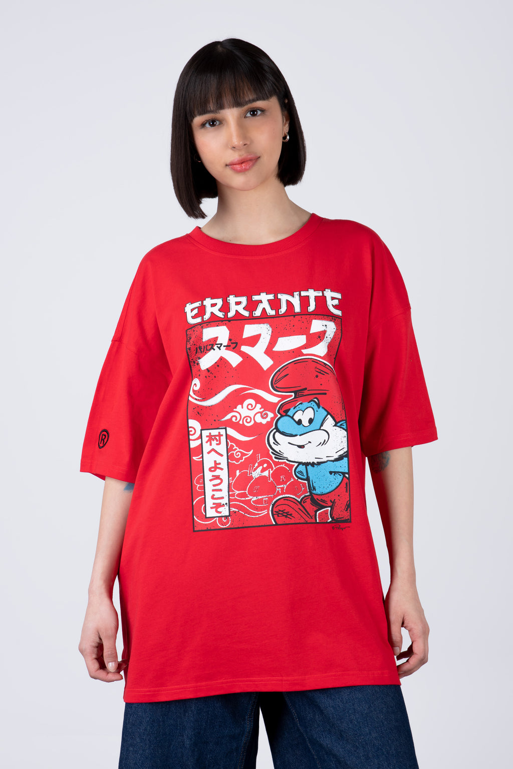 Polera Manga Corta Pitufos Sensei Rojo
