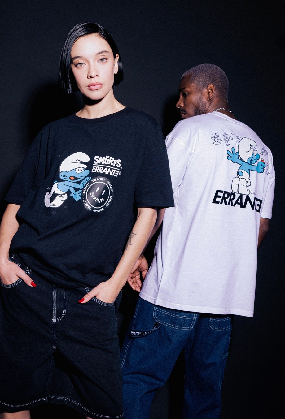 Polera Manga Corta Pitufos Smurfsrrante Negro ERRANTE